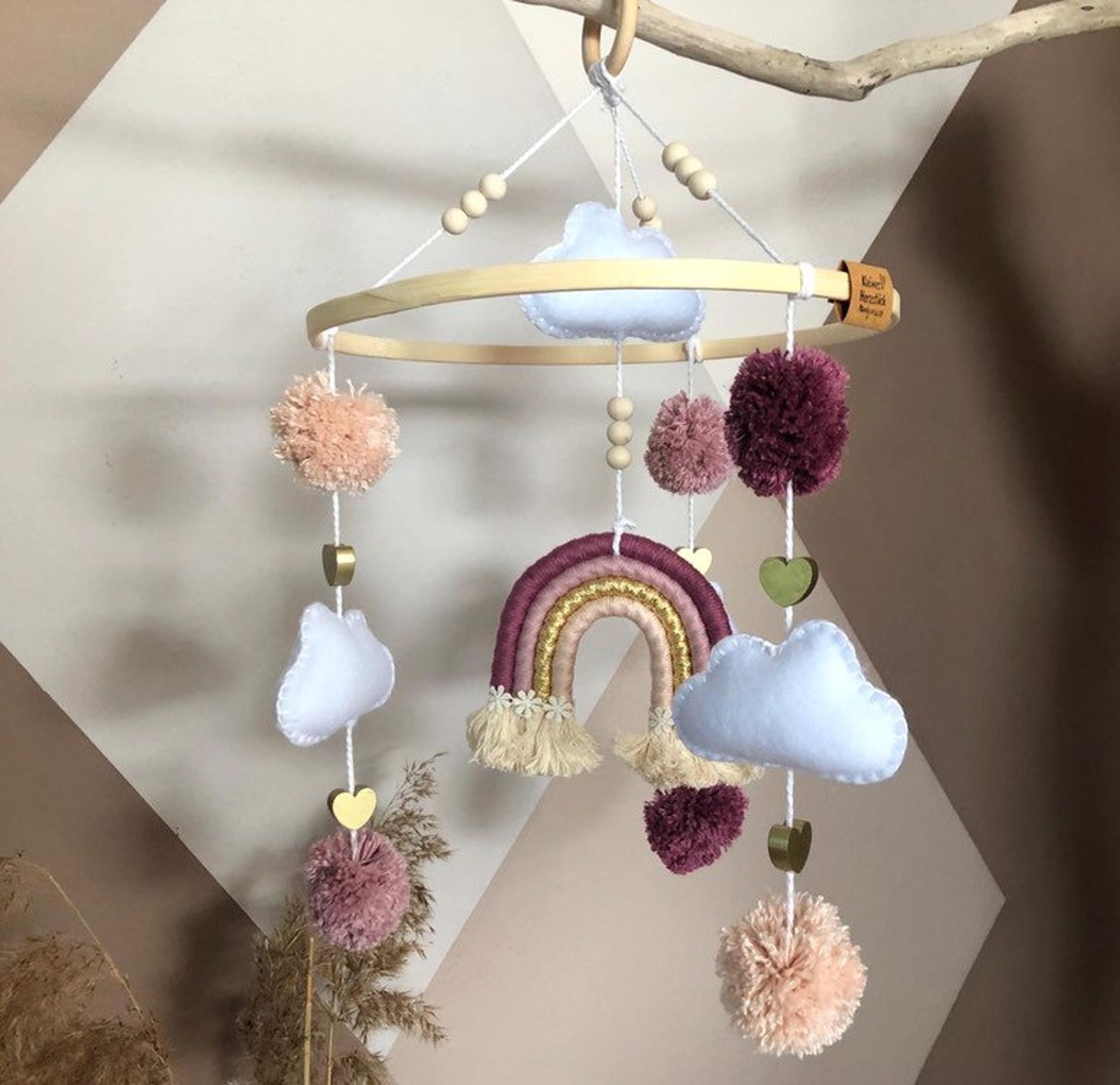 Mobile Makramee Regenbogen Wolken Baby Kinderzimmer Etsy