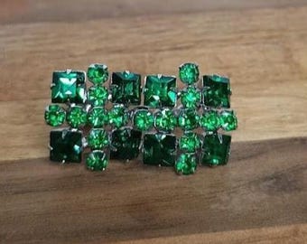 Vintage groene kristallen bloem schroefoorbellen kostuumsieraden