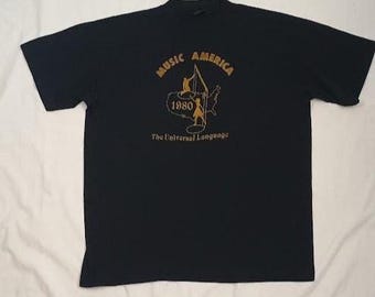 Vintage single-T-shirt Music America uit de jaren 80