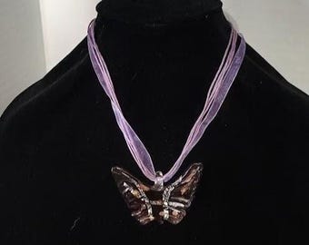 Handgemaakte glazen Murano-kunst lampwerk gespikkelde vlinderhangerketting