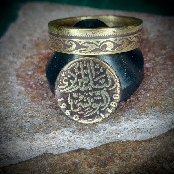 Coin Ring, fabriqué à la main à partir d’un millésime tunisien 100 Millimes Coin