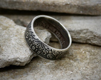 Silver coin ring, made from a 2 Corona coin