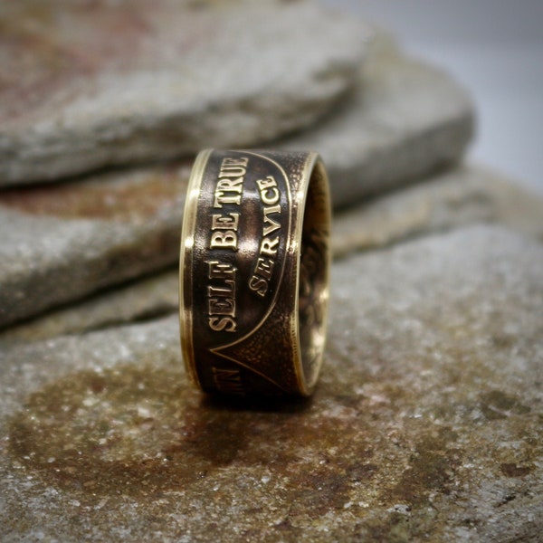 Sobriety Chip Coin Ring, alcoholic addiction recovery, AA anniversary gifts for men and women.