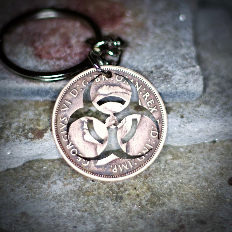 Biohazard Symbol Coin Key Chain Key Ring Made From a Bronze - Etsy