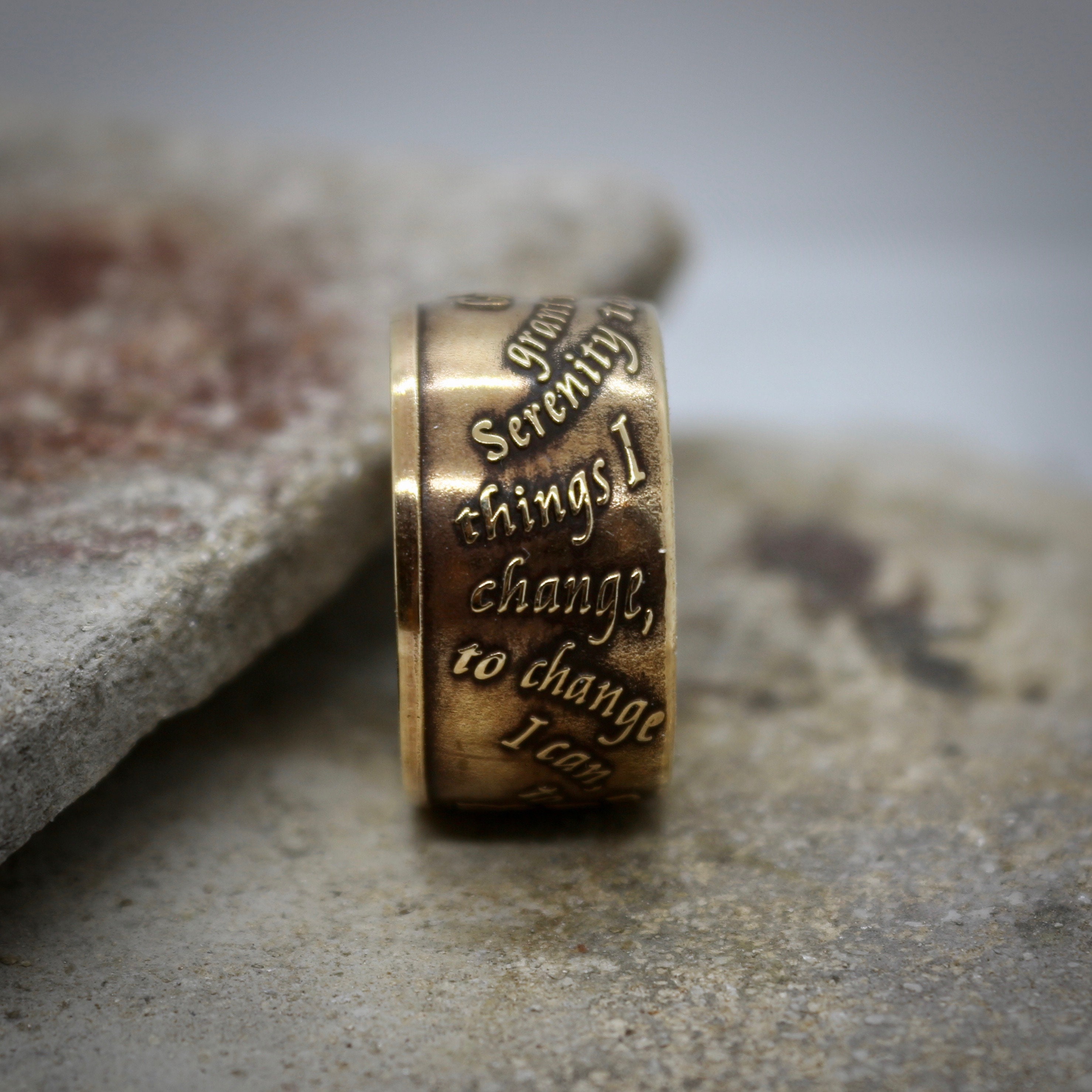 Addiction Recovery Rings Serenity Prayer Coin Ring, Alcoholic Addiction Recovery, AA Anniversary ...