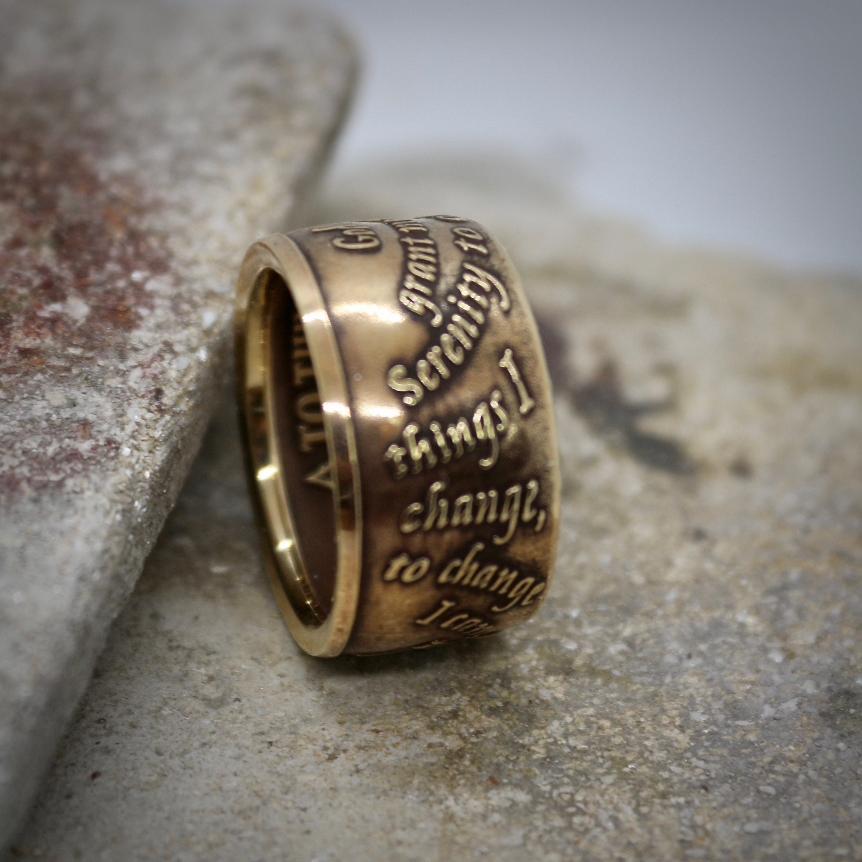 Addiction Recovery Rings Serenity Prayer Coin Ring, Alcoholic Addiction Recovery, AA Anniversary ...