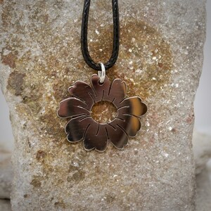 Cute Daisy Coin Pendant Necklace, Hand Made From a Silver Coin. April birth flower jewellery.