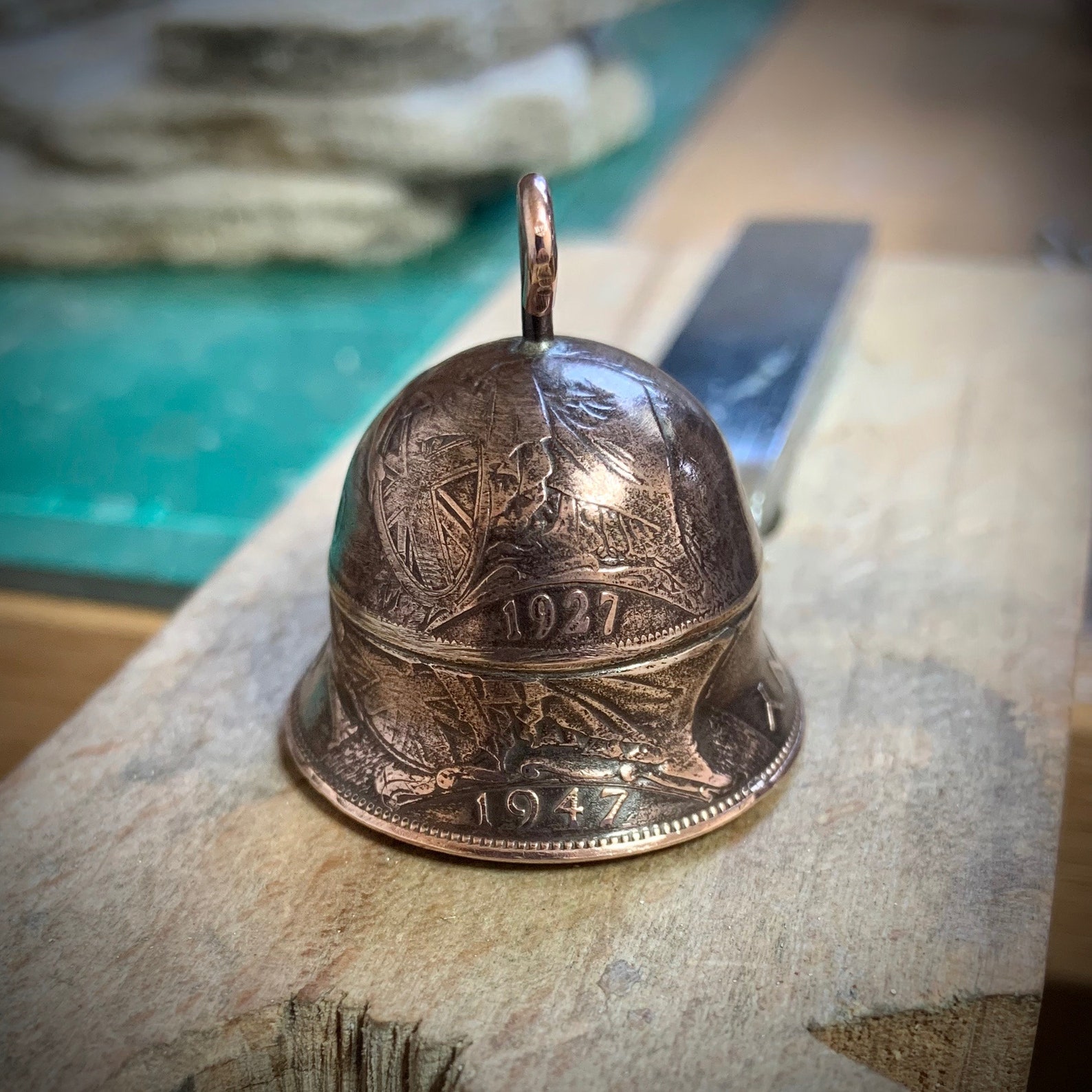 Coin Jewellery, Vintage British Penny Bell. Gremlin, Guardian Bell ...