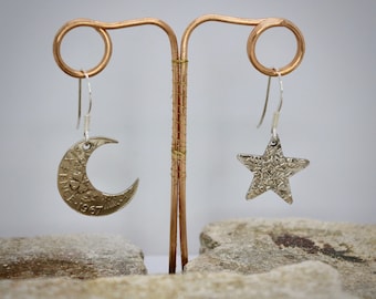Moon and Star, Lucky Sixpence earrings