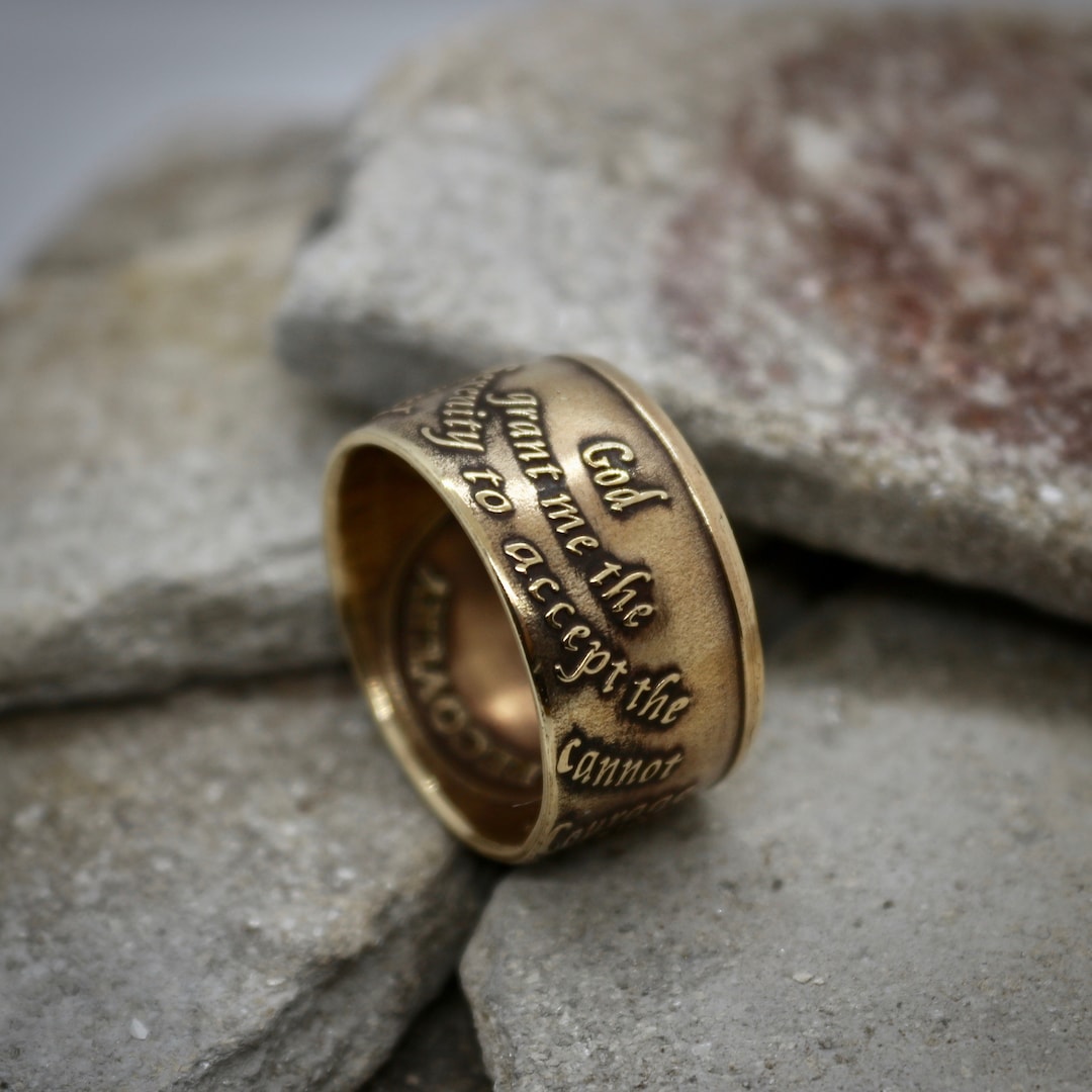 Addiction Recovery Rings Serenity Prayer Coin Ring, Alcoholic Addiction Recovery, AA Anniversary ...