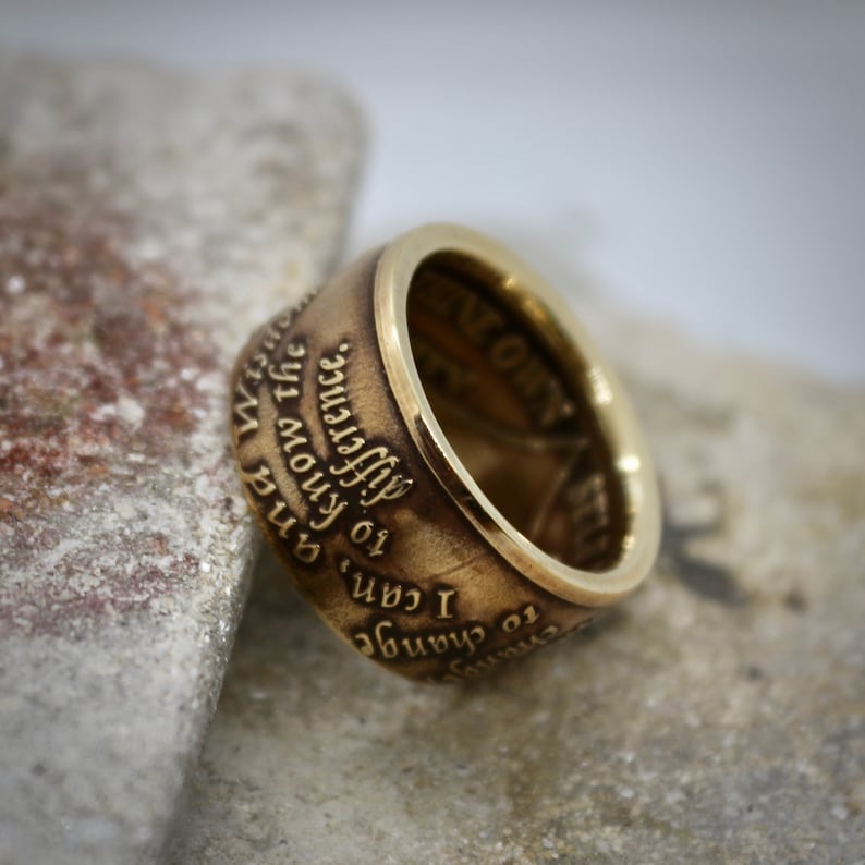 Addiction Recovery Rings Serenity Prayer Coin Ring, Alcoholic Addiction Recovery, AA Anniversary ...