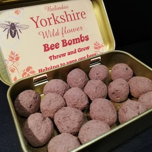 Yorkshire Wild Flower Bee/Seed Bombs In a Gold Tin.