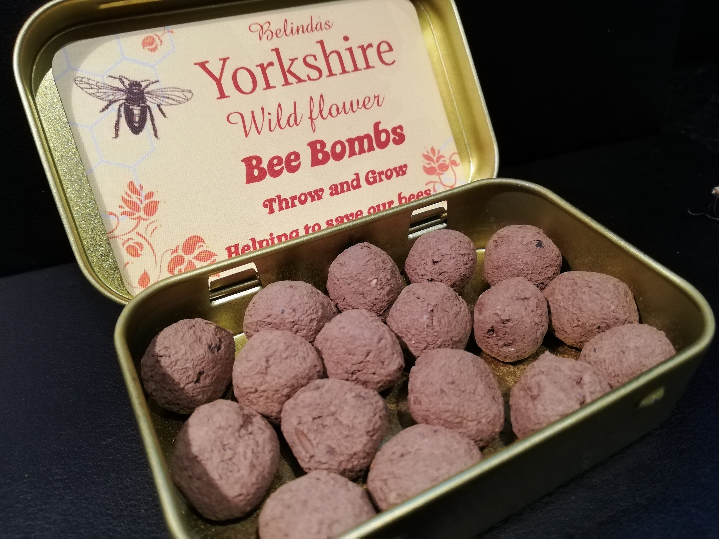 Yorkshire Wild Flower Bee/Seed Bombs In a Gold Tin. Etsy