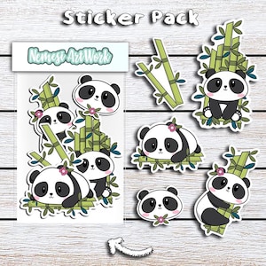 Stickerpakket Luie panda | Kawaii bamboe | Leuk briefpapier | Planner Bujo