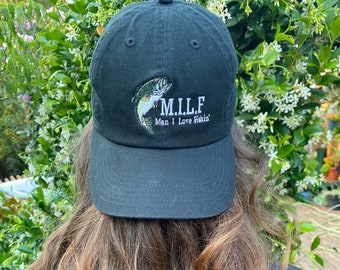 MILF Dad Hat - Unisex One Size Fits All Machine Embroidered Dad Hat