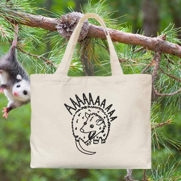 Screaming Possum Embroidered Canvas Tote Bag