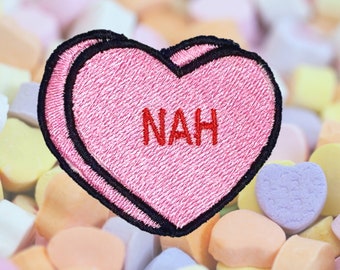 Nah Candy Conversation Heart Embroidered Iron-on Patch