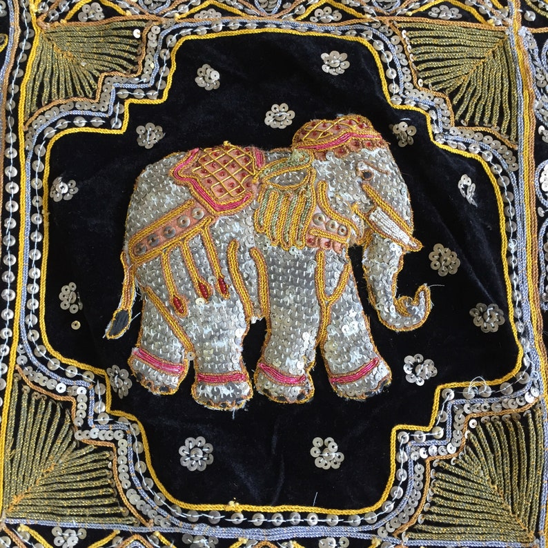 Wall Hanging Elephant Bead Embroidered Handmade Vintage Kalaga Etsy
