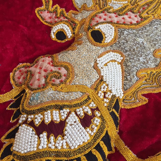 Wall Hanging Kalaga Tapestry Dragon Bead Embroidered Handmade Etsy