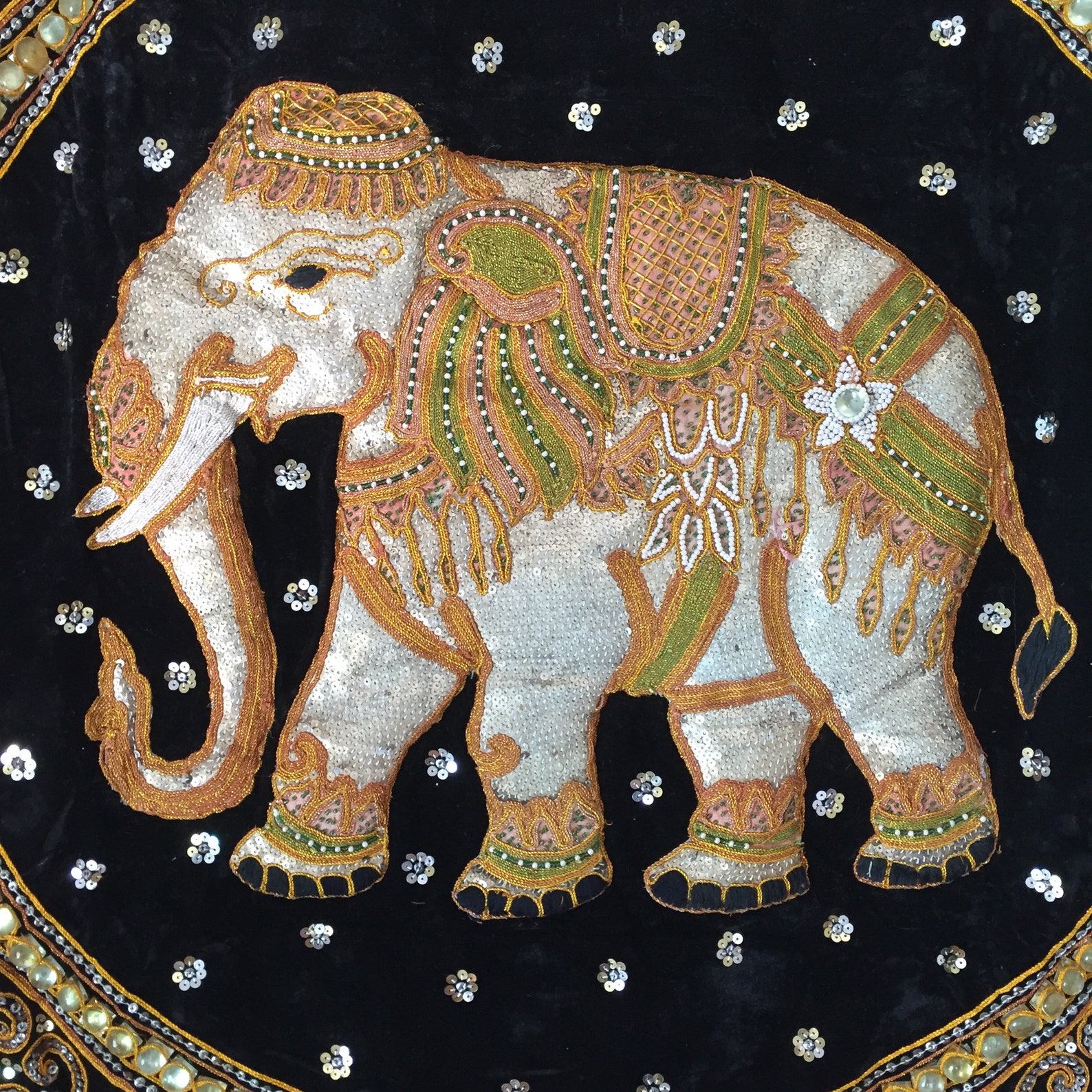 Kalaga Tapestry Wall Hanging Elephant Bead Embroidered Etsy