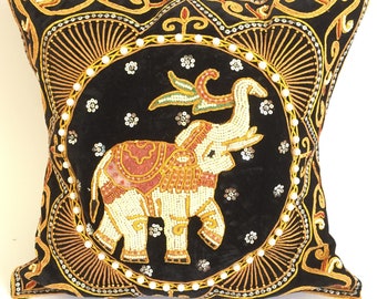 Hand made Kalaga Tapestry Decorative Cushion Cover Blue 44cm size from Thailand