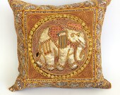 pillow case cover 1 pc elephant embroidered bead handmade kalaga vintage pillowcase tapestry thailand thai burmese wall hanging art decor