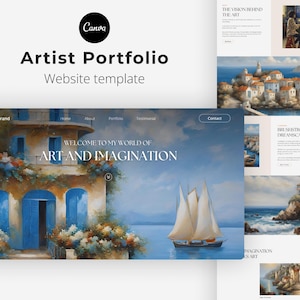 Modelo de site de portfólio de artista Modelo Canva para site de portfólio de artista Site de arte estética Portfólio de designer Site de ilustrador