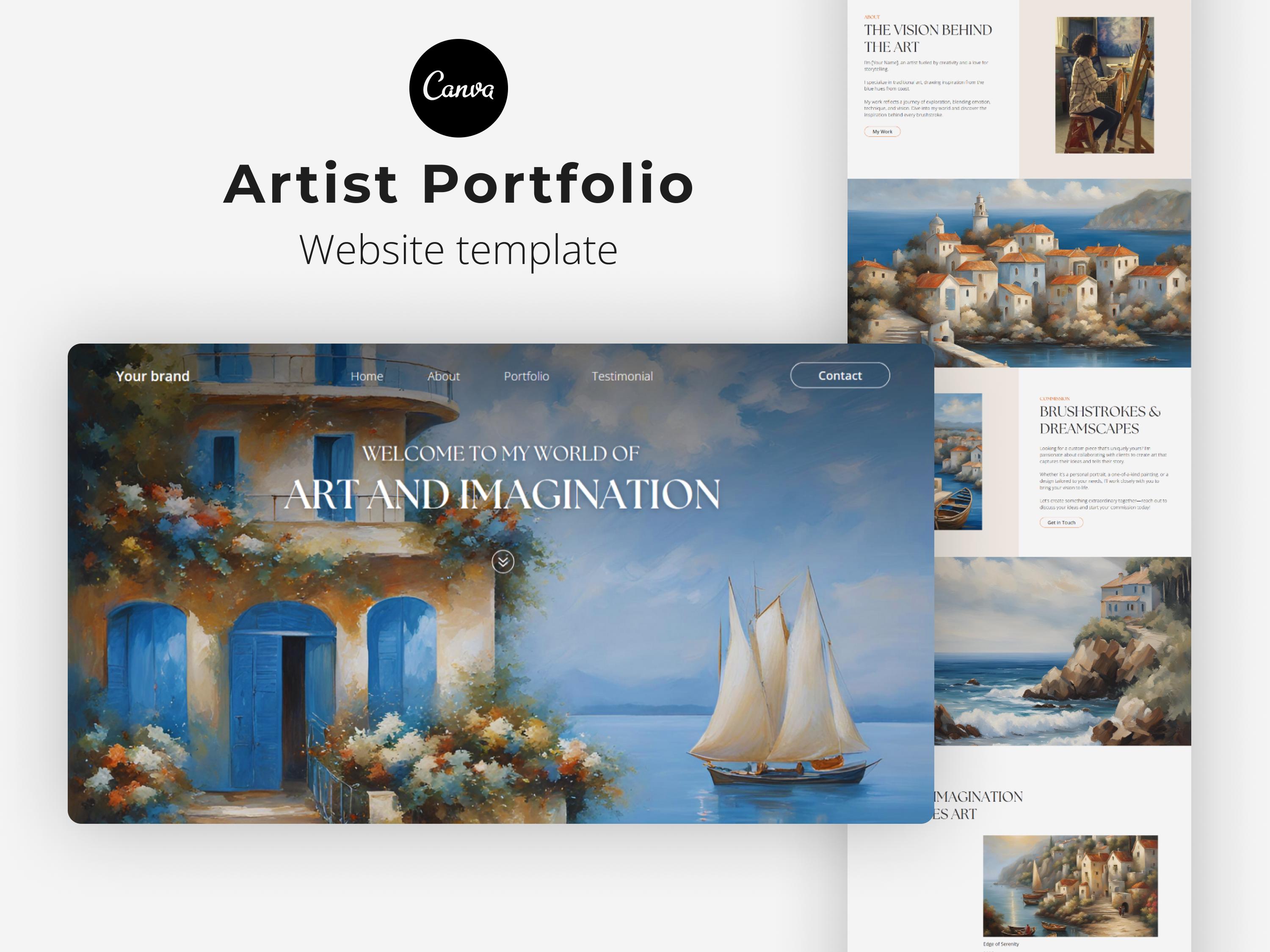 Artist Portfolio Website Template Canva Template for Artist Portfolio ...