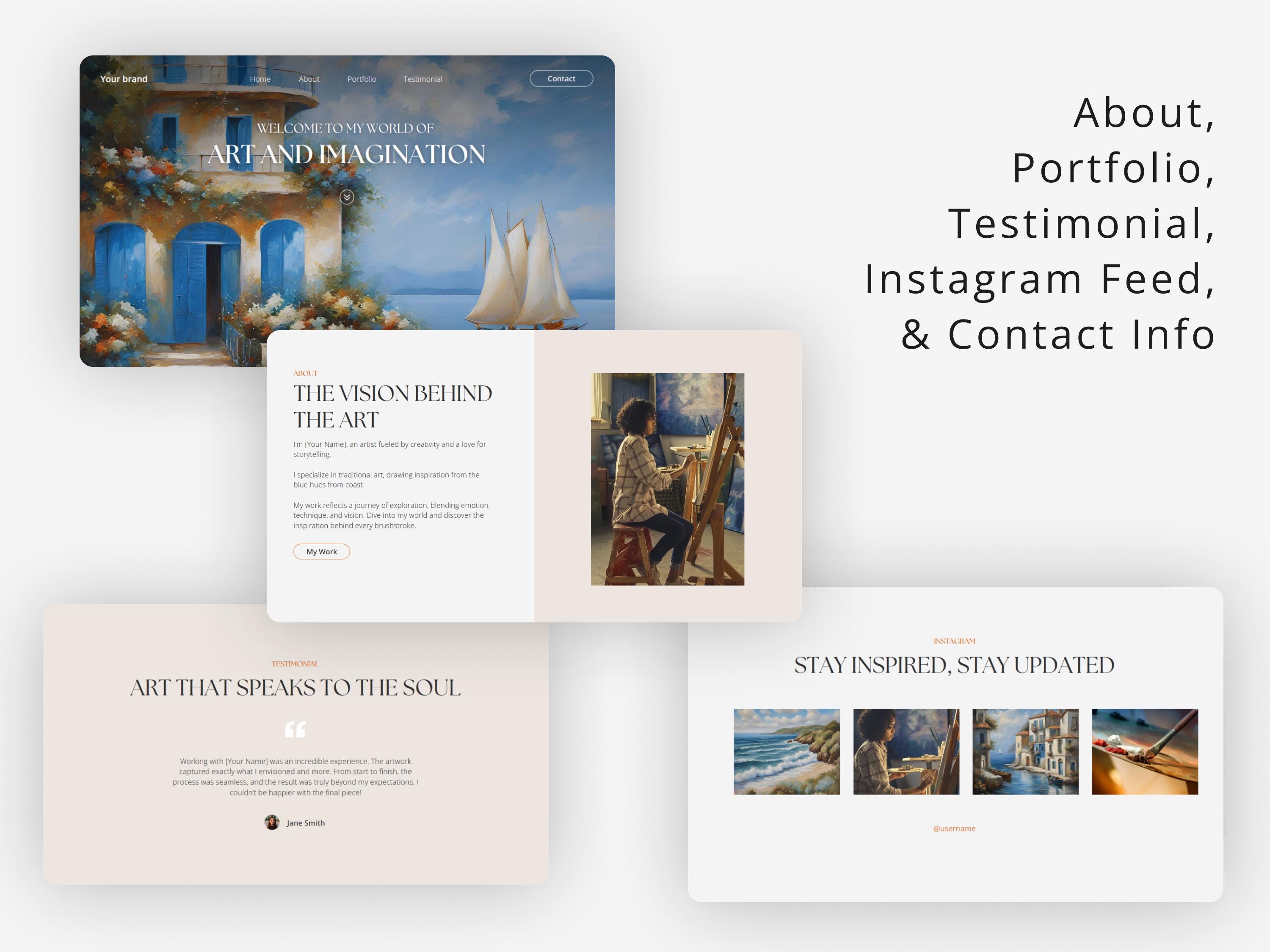Artist Portfolio Website Template Canva Template for Artist Portfolio ...