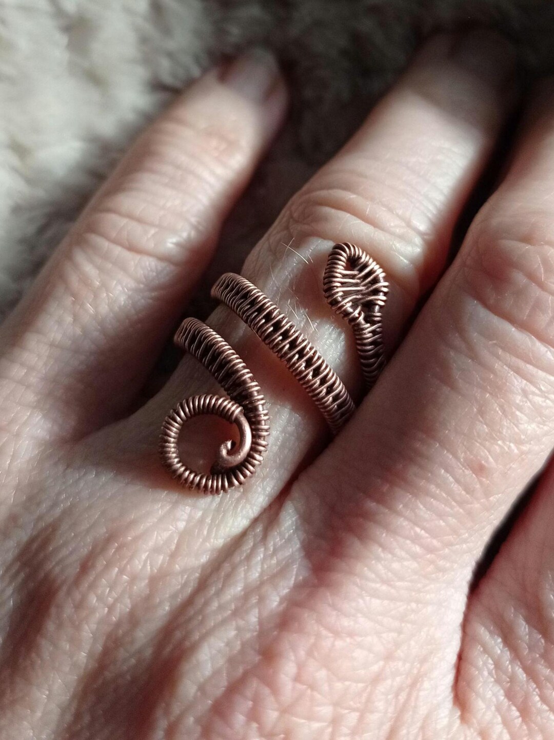 Copper Wire Wrapped Adjustable Ring - Etsy UK