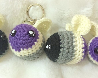 Ace Pride Bee keychain, Asexual flag amigurumi, crochet keychain