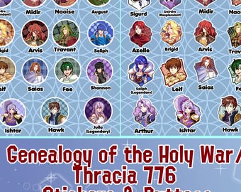 Fire Emblem Genealogy of the Holy War and Thracia 776 - Buttons & stickers