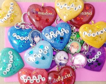 Fire Emblem Customizable Resin hearts, Custom handmade gift, Fire emblem Series charms, Personalized Fire emblem gifts