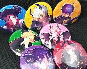 Obey Me! Shall We Date Buttons, 1 3/4 inch 44mm Pin back Buttons , Obey me pin badge button