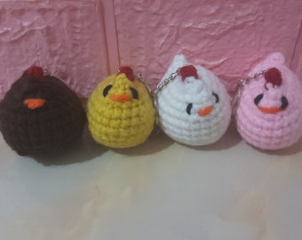 Chicken Plushie key chain,  Small chicken keychain, Farm House accessory