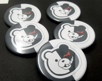 Monokuma Button, 1 3/4 inch pin badge, Danganronpa Button, Pinback Button