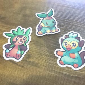 Grass Starter Pokemon Stickers, Die Cut, Vinyl Stickers, Cute Grass ...