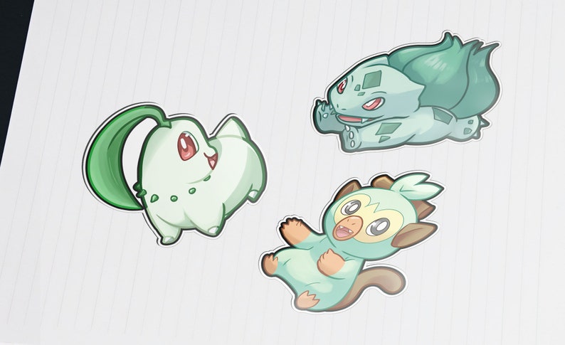 Grass Starter Pokemon Stickers Die Cut Vinyl Stickers Cute - Etsy