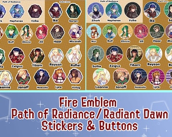 Fire Emblem Path of Radiance and Radiant Dawn - Buttons & stickers