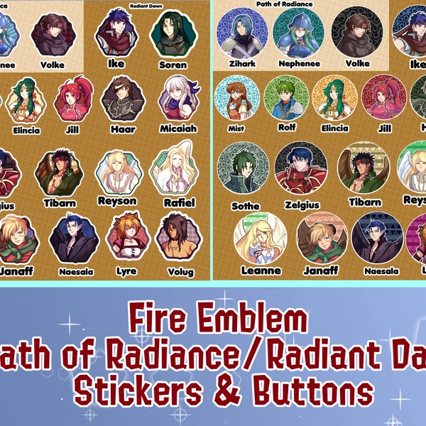 Fire Emblem Path of Radiance and Radiant Dawn - Buttons & stickers