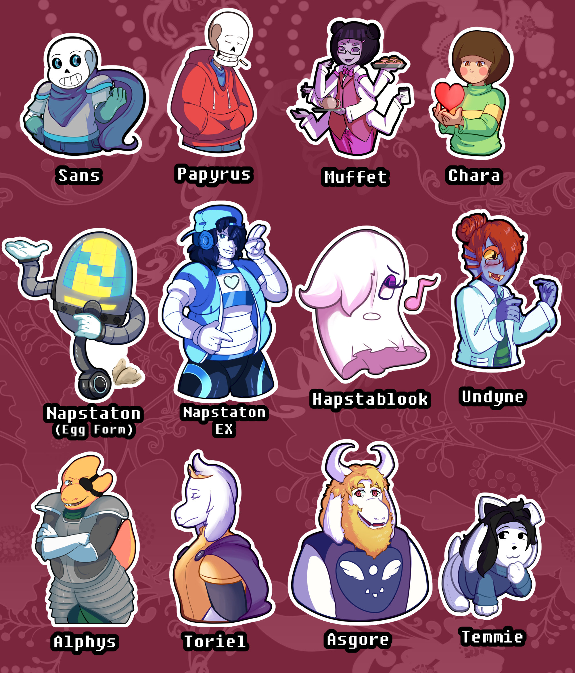 Undertale AU Stickers Undertale Underfell Underswap 