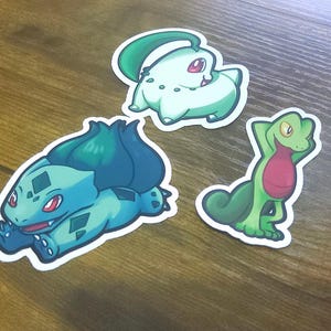 Grass Starter Pokemon Stickers, Die Cut, Vinyl Stickers, Cute Grass ...