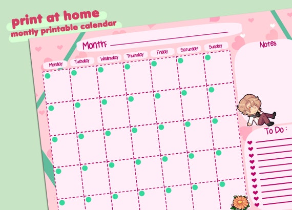 obey me printable wall calendar 2022 obey me shall we date etsy