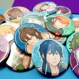 Fire Emblem Awakening First Gen Fathers Buttons, FE 13 fire Gen males - 1 3/4 inch button, Fire emblem pin badge, Pin back
