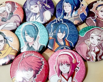 Fire Emblem Fates First Gen Hoshido Route Mothers Buttons, FE 14 first Gen males - 1 3/4 inch button, Fire emblem pin badge