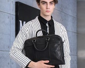 Leather men 39 s bag First layer cowhide multifunctional portable briefcase England retro One-shoulder diagonal cross Business bag