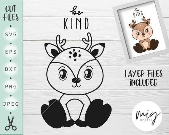 Download Deer Svg Cute Baby Reindeer Svg Be Kind Svg Baby Deer Svg Etsy