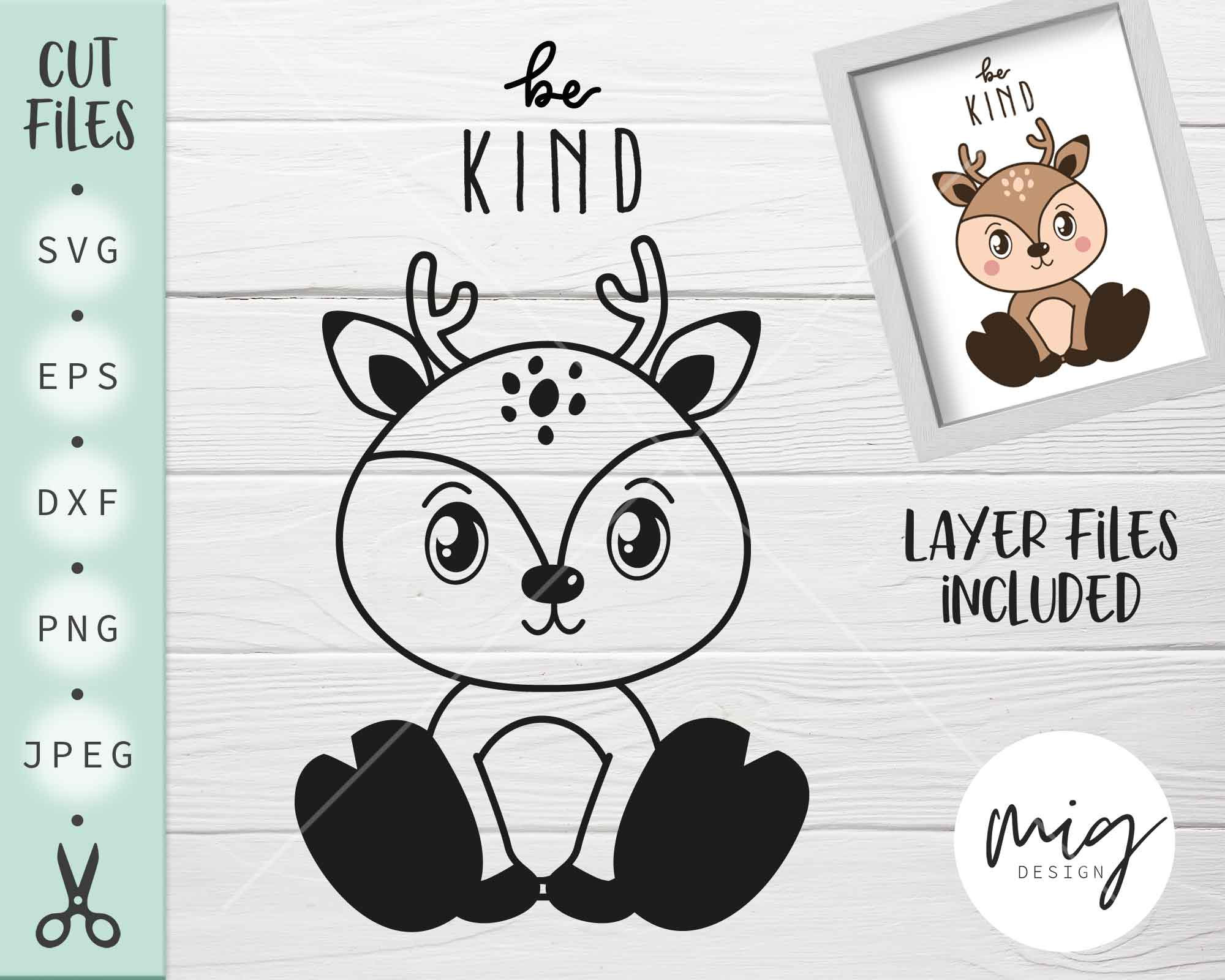 Download Deer Svg Cute Baby Reindeer Svg Be Kind Svg Baby Deer Svg Etsy