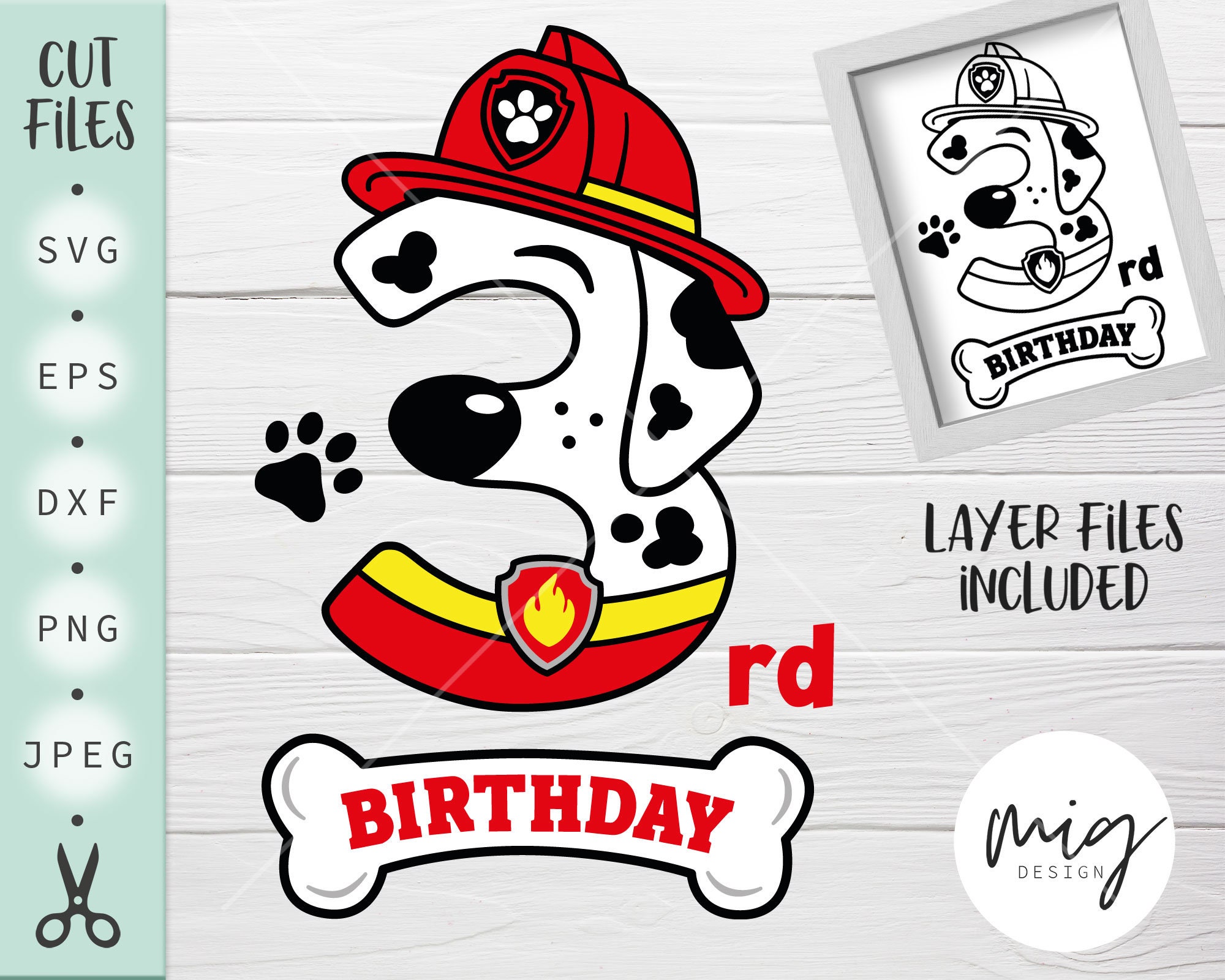 Download Marshall Birthday Svg 3rd Birthday Paw Patrol Svg Marshall Etsy