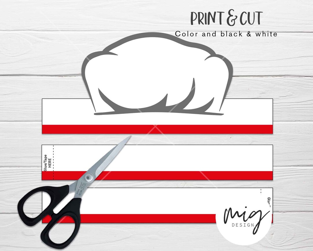 Chef Hat Paper Crown COLOR YOUR OWN Chef Hat Printable Cook Etsy